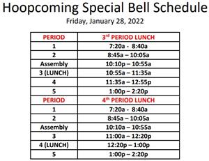 Hoopcoming Bell Schedule